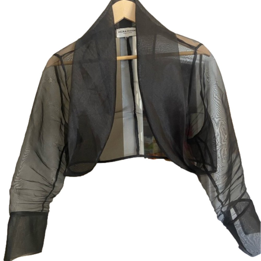 Sheer Black Bolero Shawl Collar Open Jacket Reg. $79